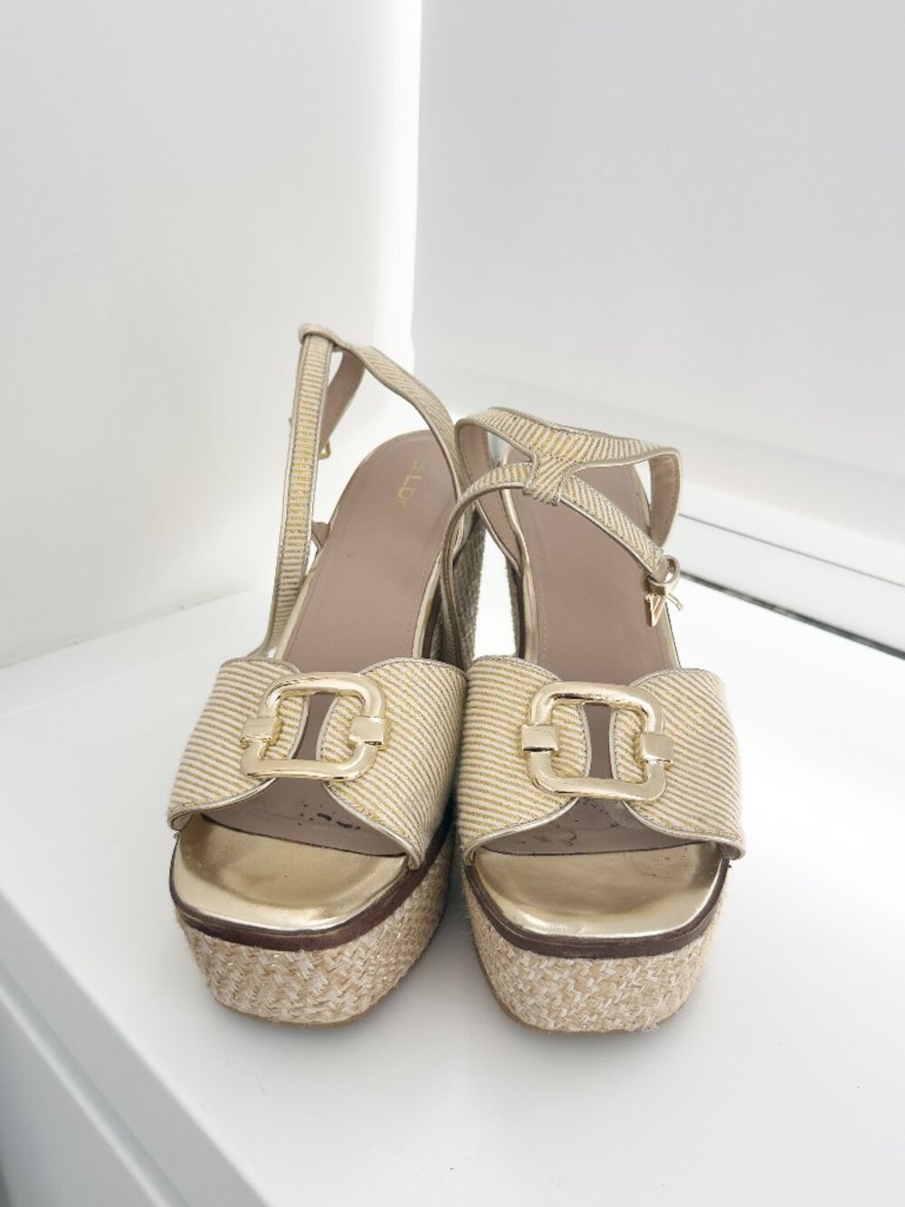ALDO - Wedges - Gold and Beige - Womens - 10